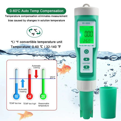 Yieryi TDS, EC, PH, Salinity & ORP Meter - H2, S.G, TEMP Water Quality Monitor for Pools & Aquariums