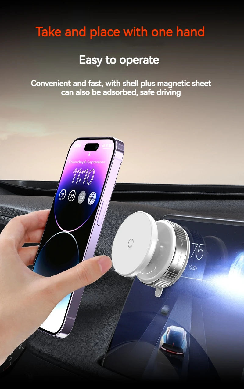 Vacuum Magnetic Car Phone Holder – Universal Suction Cup, Mirror & Shower Stand for iPhone 16/15/14/13/12 Pro Max, Samsung