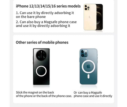 Car Phone Holder Magnetic Mount – 360° Rotating Strong Magnet Vacuum Adsorption for iPhone 12-16 Pro Max