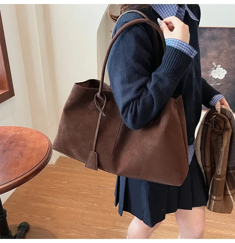 2025 Women’s Faux Suede Handbag – High-Quality, Versatile Large Capacity Shoulder Bag