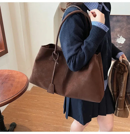 2025 Women’s Faux Suede Handbag – High-Quality, Versatile Large Capacity Shoulder Bag