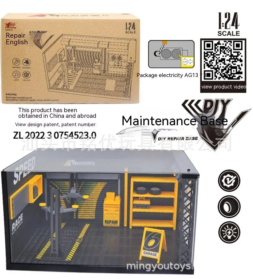 1:24 / 1:32 Scale Light-Up Parking Lot Toy – DIY Assembly Diecast Alloy Car Garage Scene for Display & Kids Gift