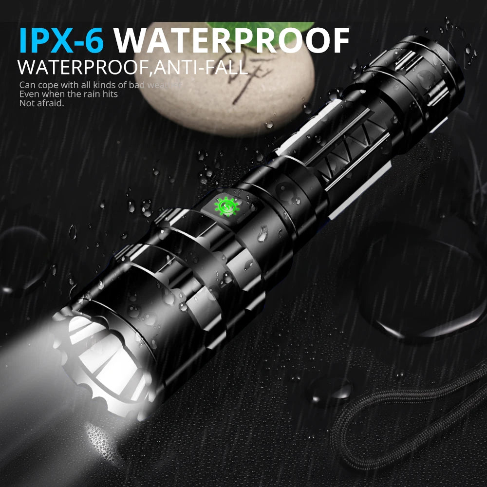 LED Tactical Hunting Flashlight - USB Rechargeable, Waterproof Torch Lamp, Professional Shooting & Night Scout Lights Set