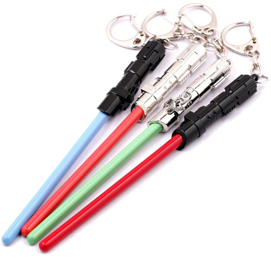 Star Wars Spaceship & Lightsaber Keychain – Metal Pendant Keyring, Cosplay Jewelry Gift for Men