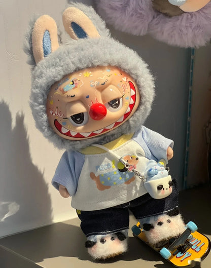 Premium Labubu Zimomo Angel Doll Clothes Set  — 17cm Mokoko Vinyl Pendant Plush & Clothes Set (Fits Labubu 1st & 2nd Gen) — Birthday Gift