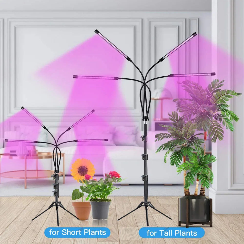 USB LED Plant Growth Lamp with Floor Stand — Full-Spectrum Hydroponic Light, Dimmable Timer for Indoor Flowers & Plants