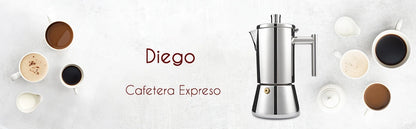 Easyworkz Diego 4-Cup Stovetop Espresso Maker — Stainless Steel Italian Moka Pot, 6.8 oz Induction Coffee Machine