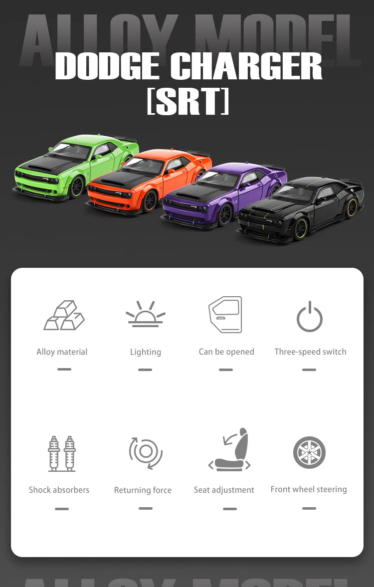 1:32 Dodge Challenger SRT Hellcat Redeye Diecast Model – V8 Alloy Metal American Muscle Sports Car Collectible