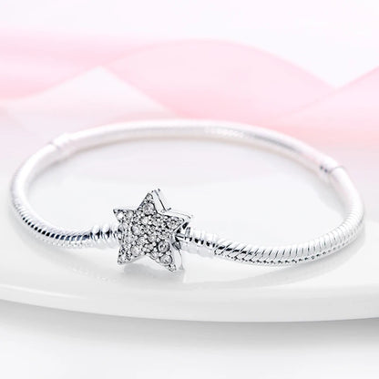 New 925 Sterling Silver Snake Chain Charm Bracelet – Fits Original 925 Pendant Charms & Beads, Heart Bracelet Jewelry for Women