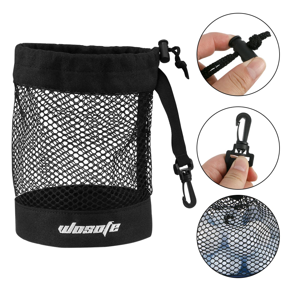 Black Golf Ball Pouch Bag – High-Quality Mesh Nylon with Hanging Plastic Clip, Convenient for Golf Bag