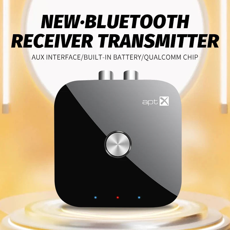 APTX Bluetooth 5.4 Audio Transmitter & Receiver | aptX Adaptive/HD/LL, 3.5mm AUX, 2-in-1 Wireless HiFi Stereo Adapter with Mic