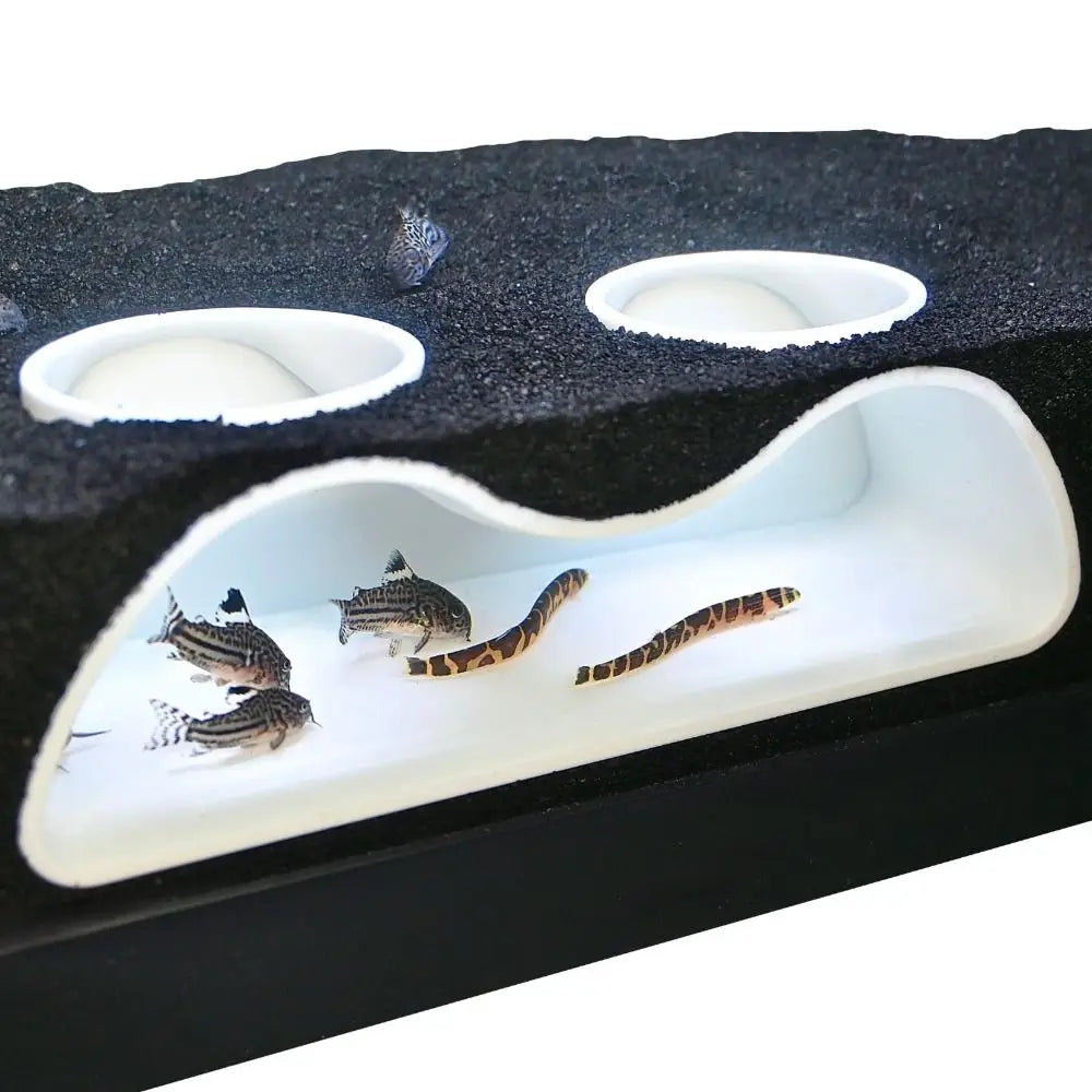 Multifunctional Aquarium Tunnel Cave – Under Gravel Two-Hole Fish Tank Decoration with Curved Design