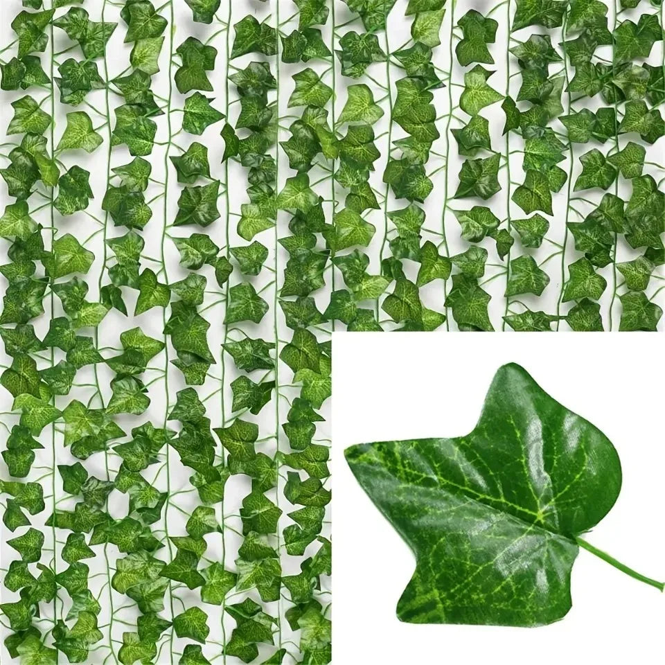 11M Artificial Ivy Leaf Garland — Green Hanging Vine for Outdoor Garden, Wall, Wedding & Home Decor