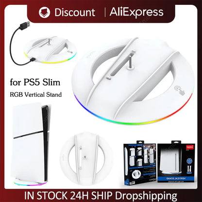RGB Vertical Stand with LED Base – Stable Gaming Console Stand for PS5 Slim Disc and Digital Version