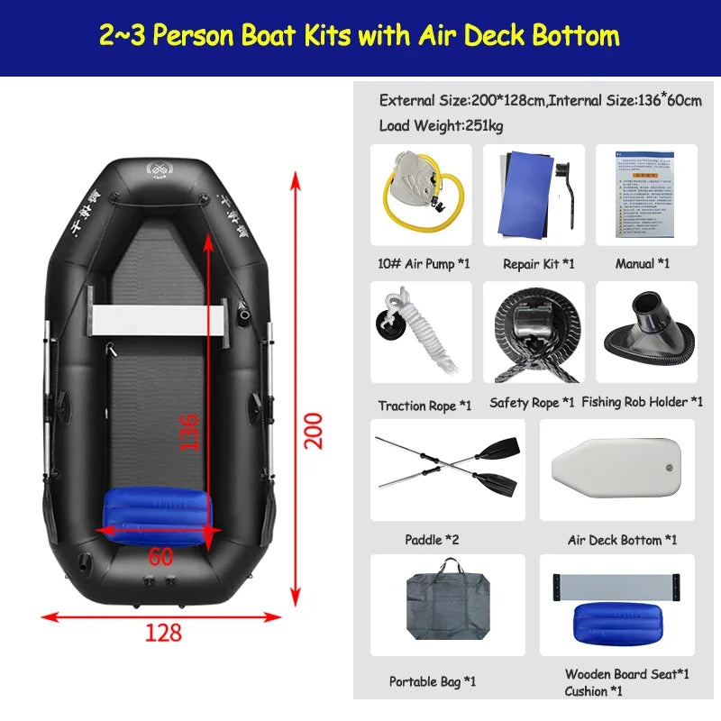 Professional Inflatable Dinghy Raft – Tear-Resistant Foldable Rowing B ...