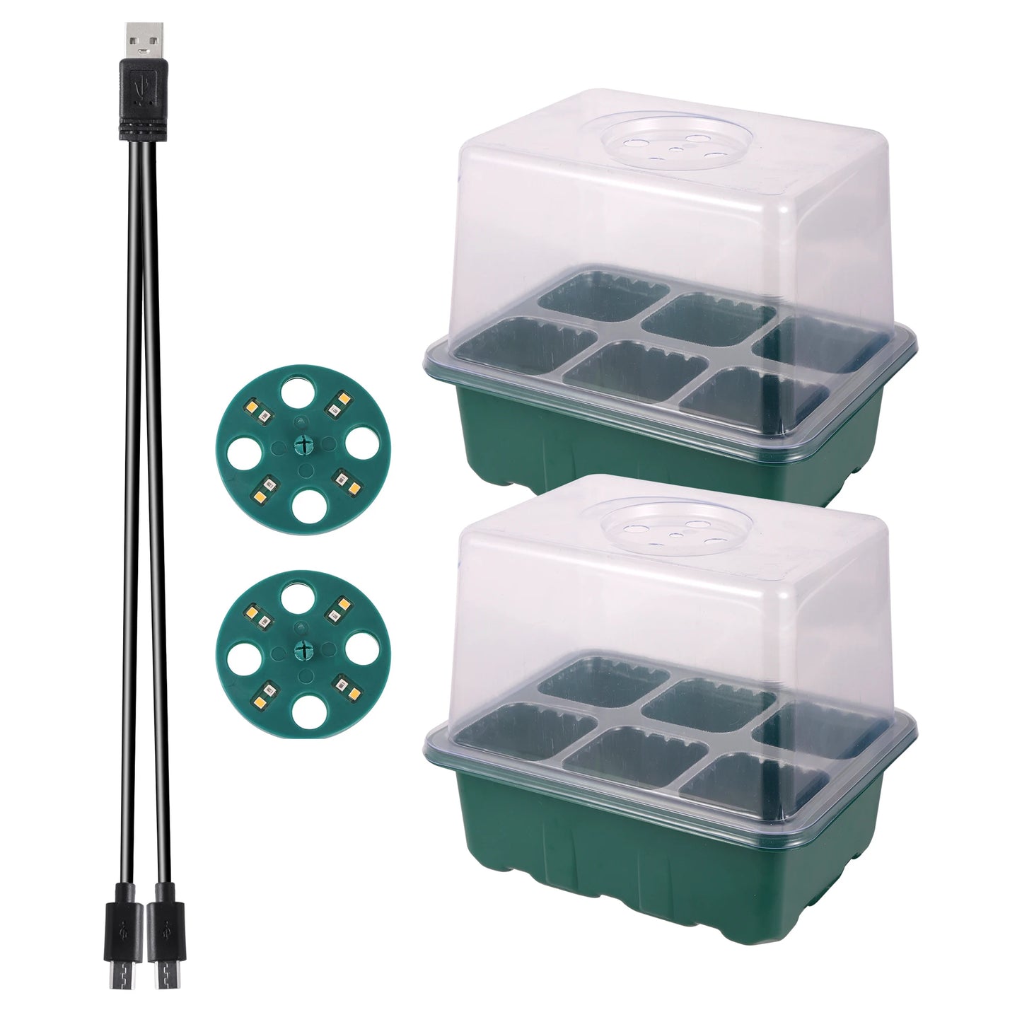 LED Grow Light with 6/12-Hole Seed Starter Trays — Indoor Plant Germination & Seedling Growing Box