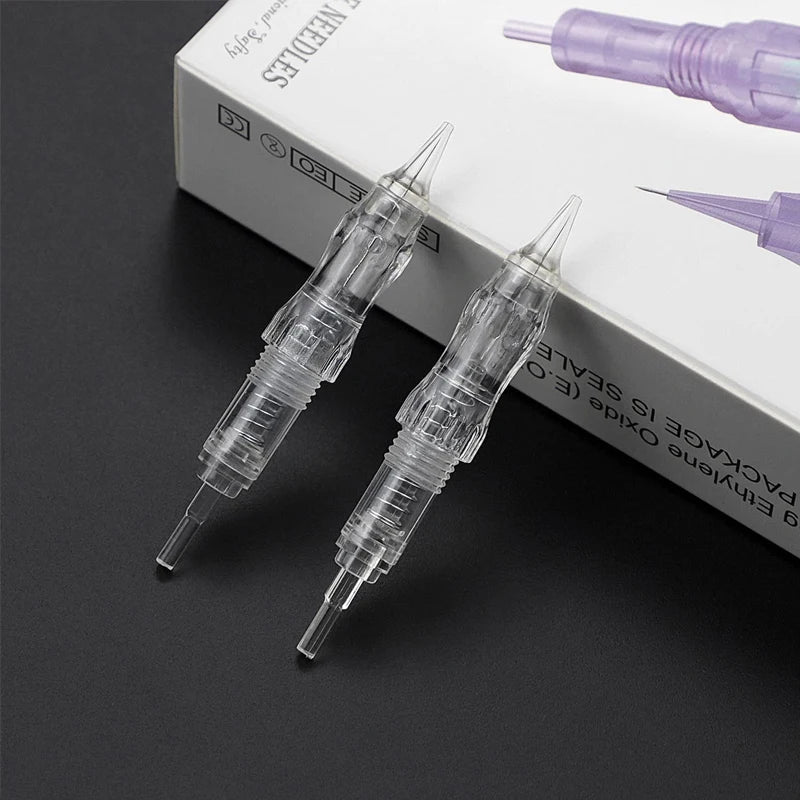 10PCS Microblading Tattoo Needle Cartridges – 0.15 to 0.4mm Screw Tips for Permanent Makeup & Eyebrow Rotary Machine