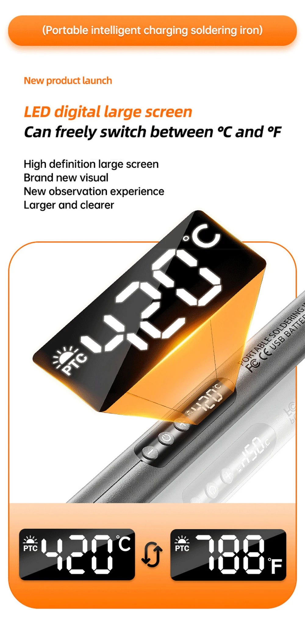 Multifunctional USB Electric Soldering Iron Kit – Adjustable 300–450℃ Digital Welding Tool Set