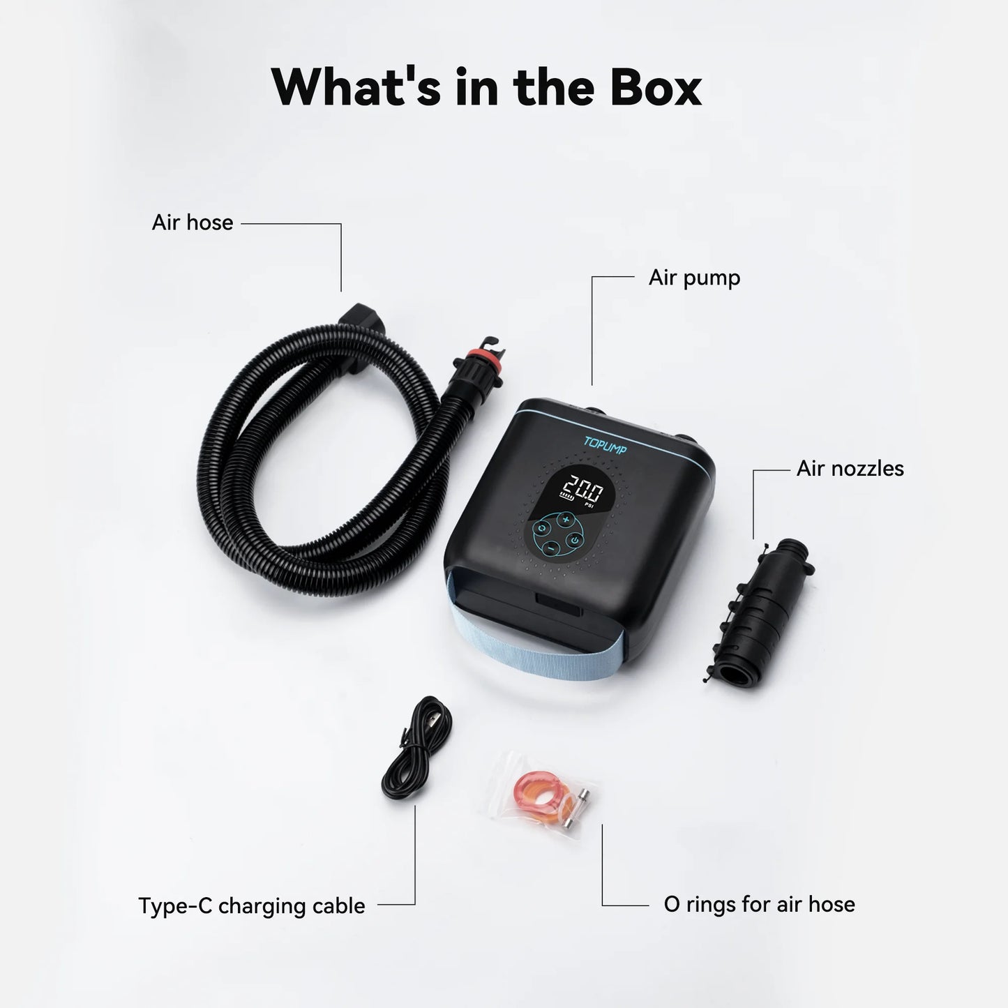 SUP Inflatable Pump — Rechargeable 20PSI Pump for PVC Kayaks, Kite Wings & Stand Up Paddle Boards