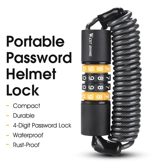 Ultimate Security: Bicycle Safety Lock with 4-Digit Combination - Anti-Theft Elasticity for Bike Helmets & Road Cycling Protection