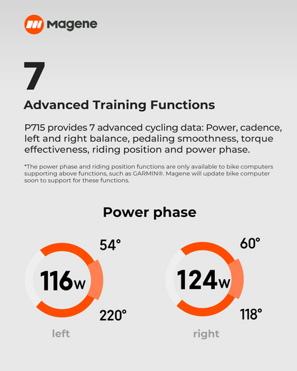 Magene P715 Bike Power Meter Pedals — 1% Accuracy Cadence & Balance, Compatible with KEO & SPD-SL Cycling Pedals