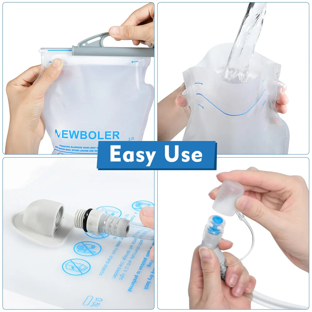 NEWBOLER Outdoor Sport Water Bladder — 1.5L/2L/3L TPU Soft Flask for Camping, Running & Biking