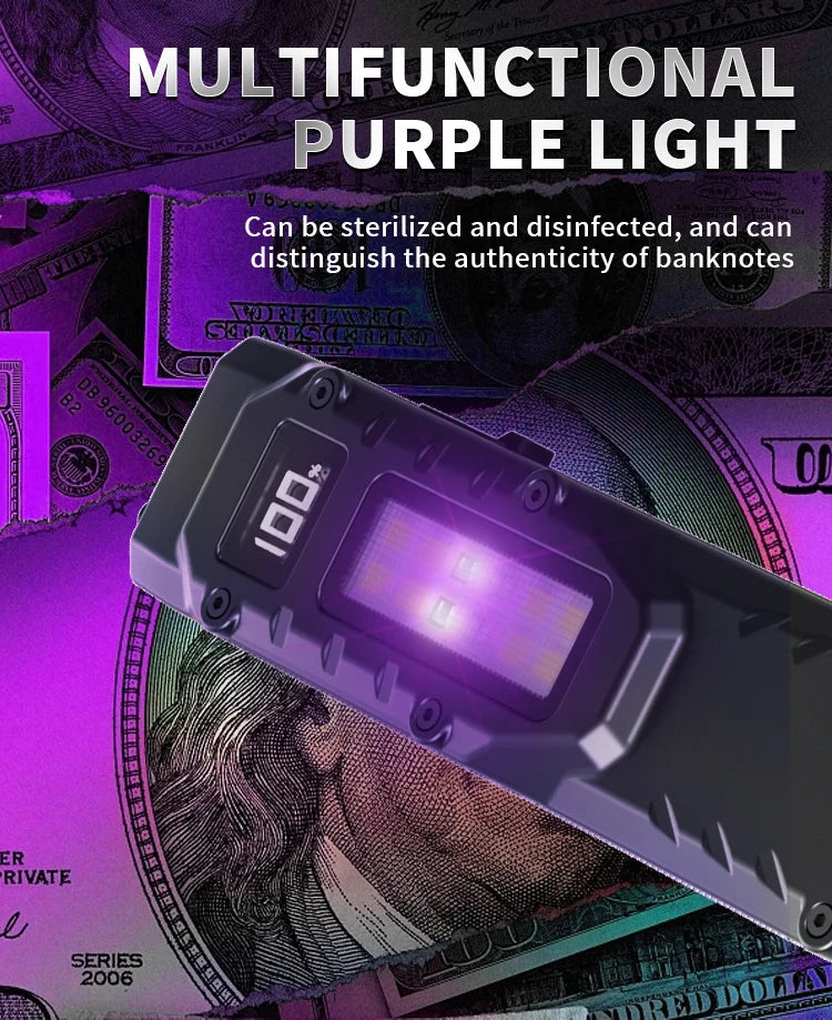 Portable 800 Lumens USB Rechargeable Tactical Flashlight – IPX4 Waterproof LED COB Work Light for Camping