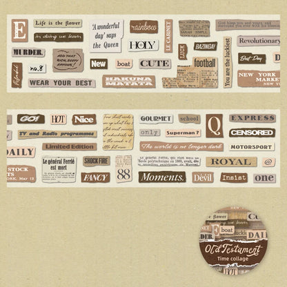 Mr. Paper 6 Style Retro English Theme Washi Tape – 1 Roll for DIY Crafts, Phone Case, Glass Bottle, Photo Frame Decoration