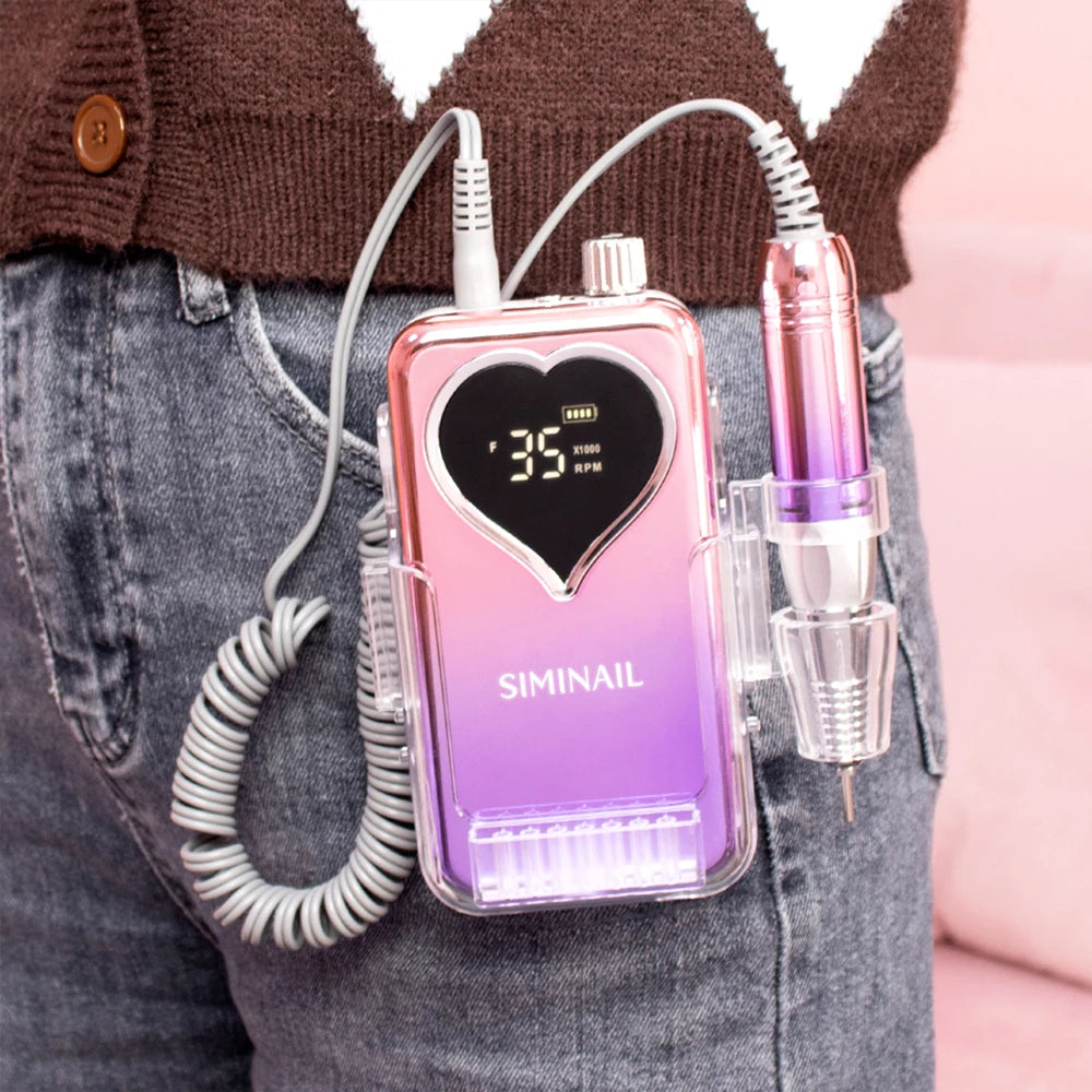 SIMINAIL Professional Nail Drill Machine – 35000RPM Portable Electric Nail File with Rechargeable E-File Bit Kit