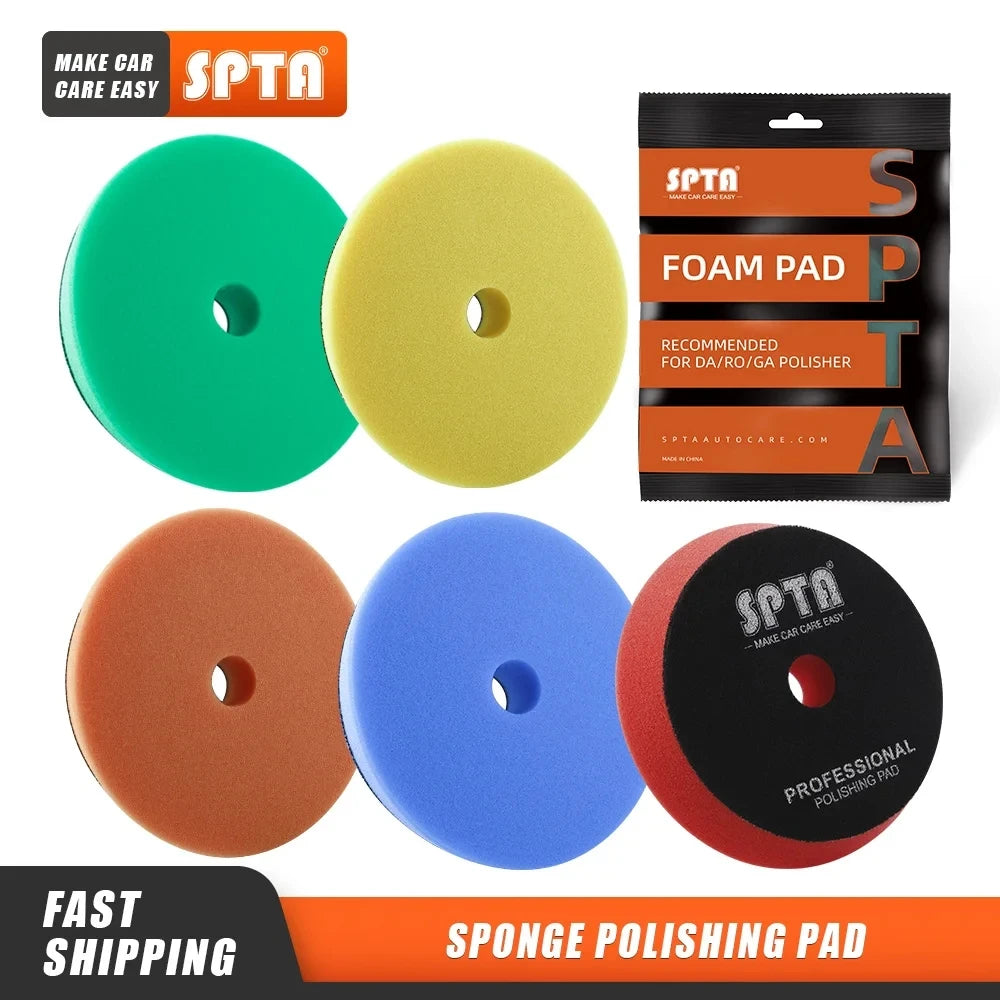SPTA Car Buffing Polishing Pads – 3", 5", 6" T-Shape Sponge for DA/RO/GA Buffer Polisher