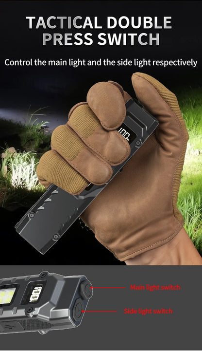 Portable 800 Lumens USB Rechargeable Tactical Flashlight – IPX4 Waterproof LED COB Work Light for Camping