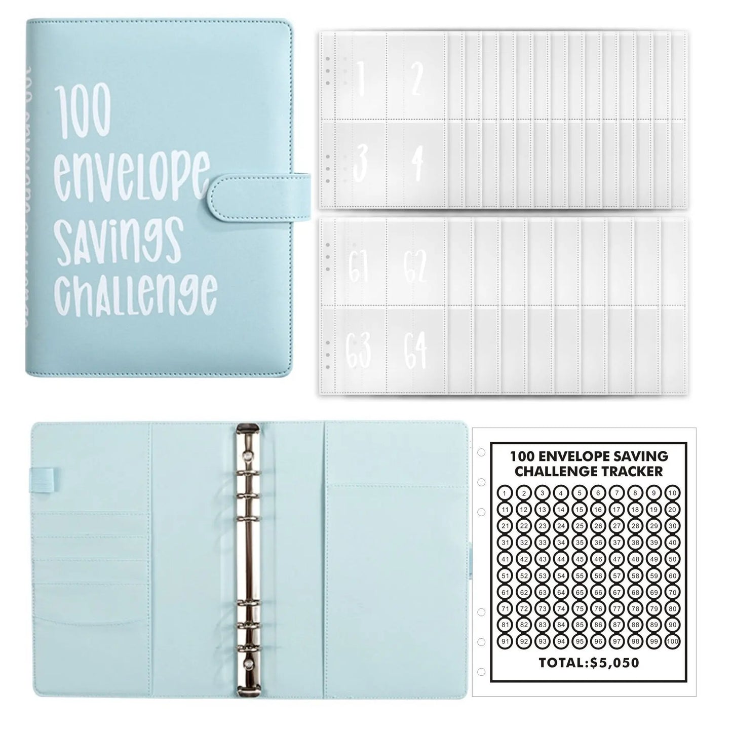 100 Envelopes Money Saving Challenge Binder – Password Lock Budget Organizer for Cash, Expense & Cost Management Notebook Binder