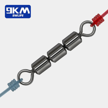 3-Roller Fishing Swivels — High-Speed Triple Bearing Stainless Steel Barrel, 15–60pcs Fishing Accessories