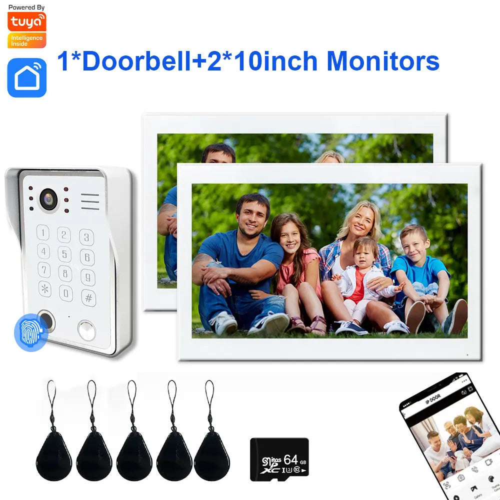 Fingerprint 5-in-1 WiFi Video Doorbell — Tuya Smart 1080P Touch Intercom System for Home Security