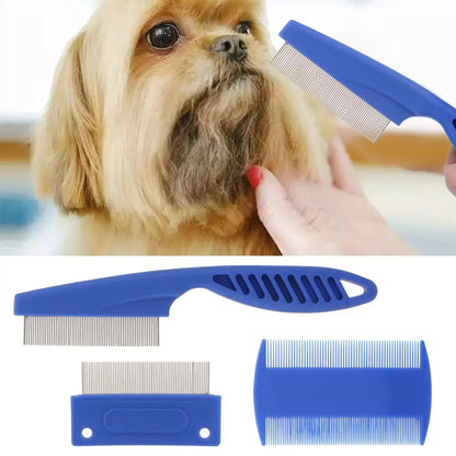 6 Pcs Pet Flea & Lice Comb Set – Stainless Steel Fine Tooth Grooming Combs for Dogs, Cats, Dematting & Tear Stain Removal