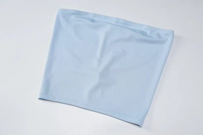 Hugcitar Solid Sleeveless Folds Tube Crop Top & Skirt Set – 2 Piece Summer Fashion Streetwear, Beach Clothing