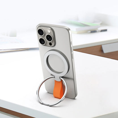 MagSafe Metal Strong Magnetic Suction Phone Holder - 360° Rotating, Folding Ring, Alloy, Portable & Universal Desktop Stand