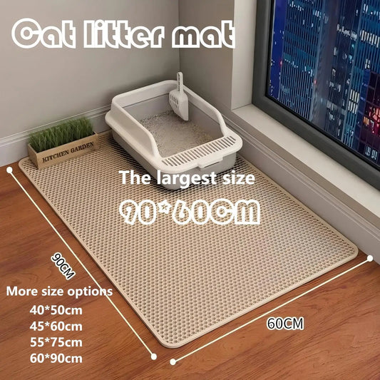 Double-Layer Large Cat Litter Mat – Anti-Splash, Sand-Filtering Floor Protector for Cats
