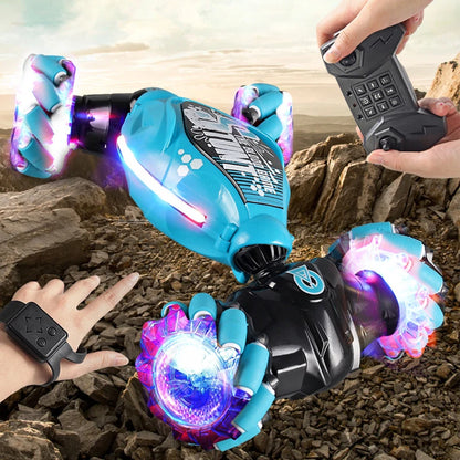 4WD RC Drift Car with Music & LED Lights - 2.4G Gesture Control, 360° Rotating Stunt & Climbing Car Toy Gift