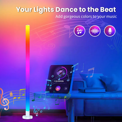 RGB LED Floor Lamp – Remote & APP Control, Music Sync Corner Lighting, Modern Mood Lamp for Bedroom, Living Room & Gaming Decor