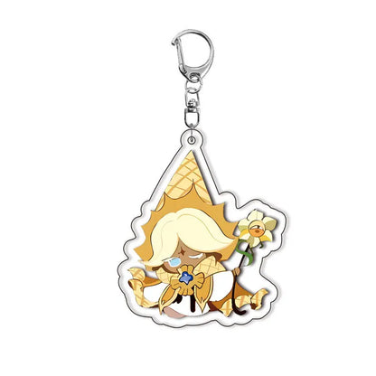 Cookie Run Kingdoms Camellia Cookie Acrylic Keychain – Candy Milk Shadow & Pure Vanilla Bag Accessory Gift