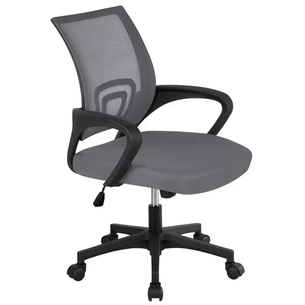 Adjustable Mid Back Mesh Office Chair with Armrests – Black Swivel Computer & Gaming Chair