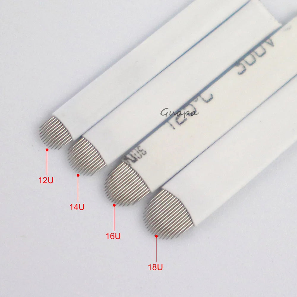 White Microblading Needles – 9/11/12/14/18/21 for Permanent Makeup, Eyebrow Tattoo & Embroidery Pen Supplies