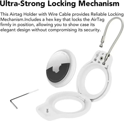 Apple AirTag Secure Holder – Wire Cable Lock Case Keychain for Keys, Luggage Tags, and Key Rings