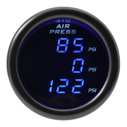 Triple Dual Display Air Pressure Gauge – LED Digital Suspension Gauge 0-220 PSI with 1/8 NPT Sensors for Car