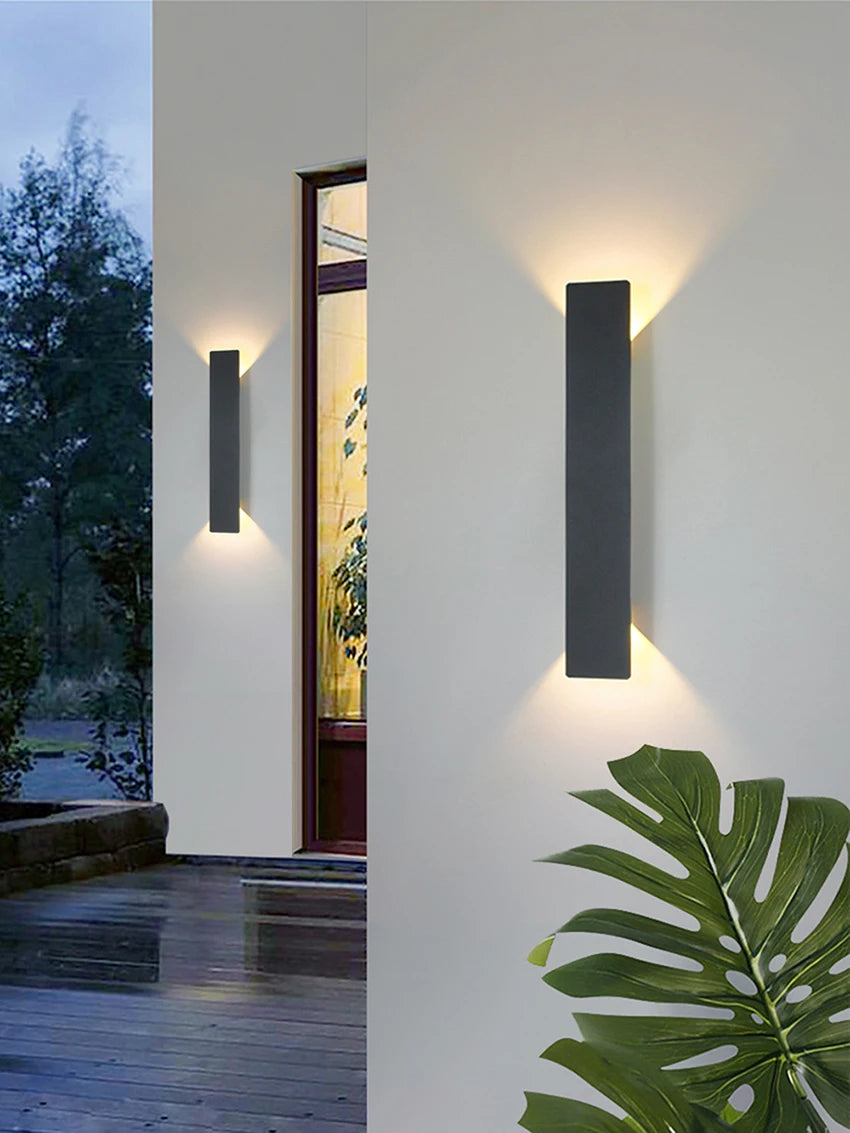 Outdoor Waterproof Wall Lamp – Modern LED Up/Down Light, Black & White Aluminum, IP65, 110V-220V Fixtures
