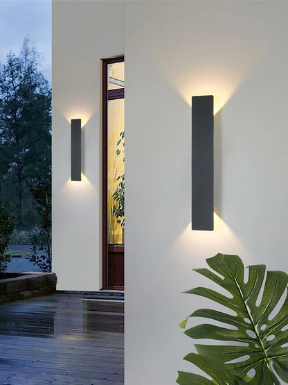 Outdoor Waterproof Wall Lamp – Modern LED Up/Down Light, Black & White Aluminum, IP65, 110V-220V Fixtures
