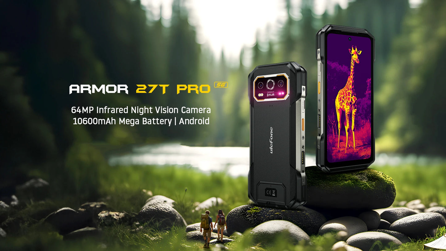 Ulefone Armor 27T Pro 5G Rugged Smartphone – 10600mAh, Android 14, 50MP+64MP Night Camera, 6.78" 120Hz, 24GB+256GB, NFC
