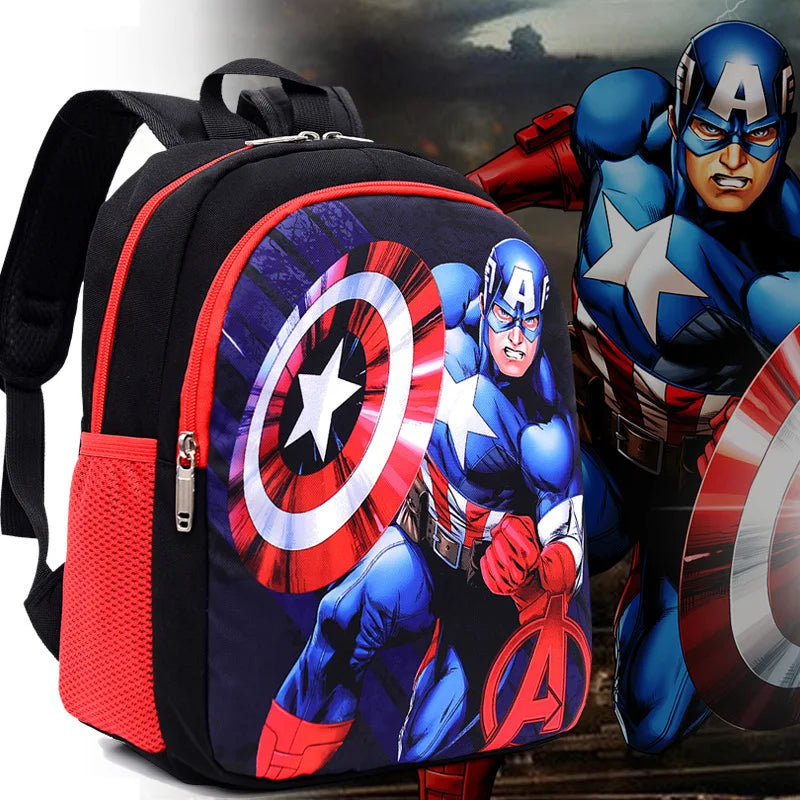 Disney Marvel Kids Backpack - Spider-Man, Iron Man and Captain America Cartoon School Bag for Boys - Kindergarten Gift
