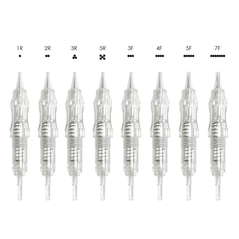 10PCS Microblading Tattoo Needle Cartridges – 0.15 to 0.4mm Screw Tips for Permanent Makeup & Eyebrow Rotary Machine